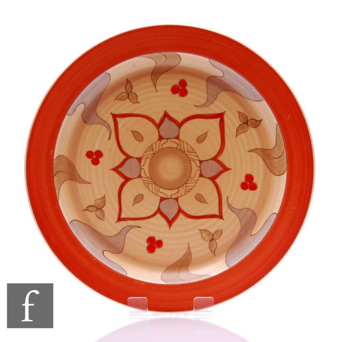 163 - A Clarice Cliff circular ribbed plate circa 1937, hand painted in a variant of the Persian pattern i... 