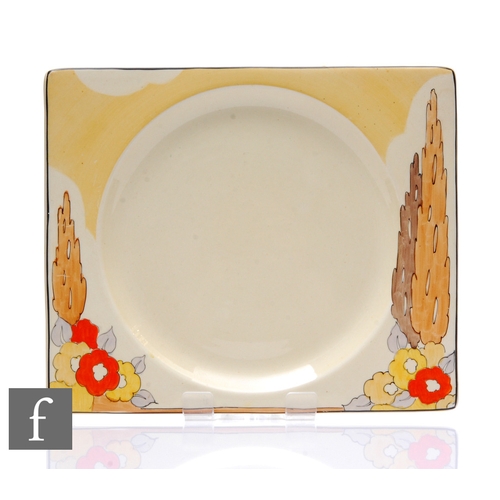 164 - A Clarice Cliff Biarritz plate in the Capri pattern circa 1933, hand painted in a shoulder variant w... 