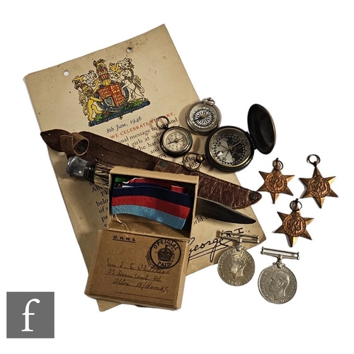 200 - A group of five World War Two medals to include Defense medal, 1939/45 medal, Italy star, Africa sta... 