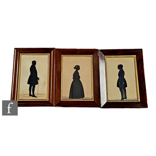 207 - Three mid 19th Century painted full length silhouettes of William (Snr), Isabella and William (Jnr) ... 