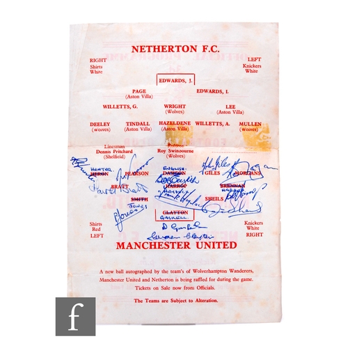 266 - A 1958/59 Manchester United and Netherton F.C. single sheet football programme, in aid of the Duncan... 