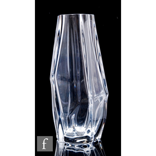 791 - A Daum clear crystal glass vase of heptagonal low shouldered form, signed to the lower body, height ... 