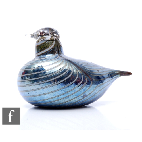 822 - A later 20th Century Iittala long tailed duck glass bird designed by Oiva Toikka, with pulled opal l... 