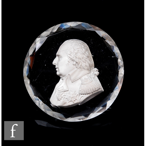 693 - An early 19th Century Desprez sulphide portrait, circa 1830, depicting Louis XVIII, encased in clear... 