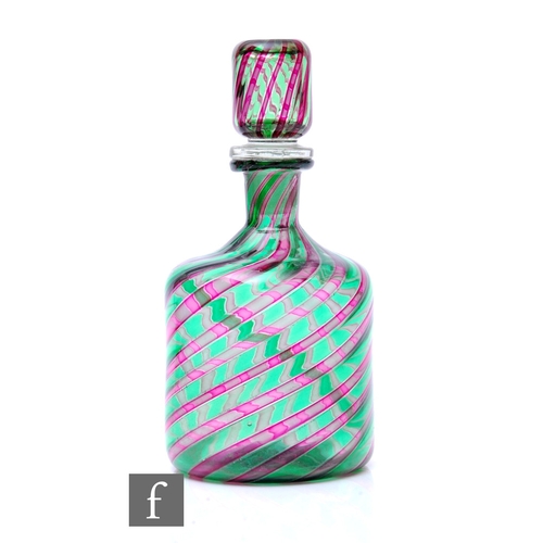 736 - A post war Italian Murano A Canne glass spirit decanter by Barovier & Toso, circa 1955, the shou... 