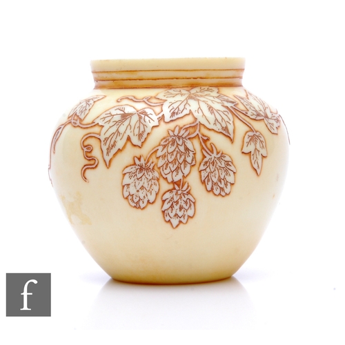 671 - A late 19th Century Thomas Webb & Sons Ivory cameo glass vase of shouldered ovoid form with coll... 