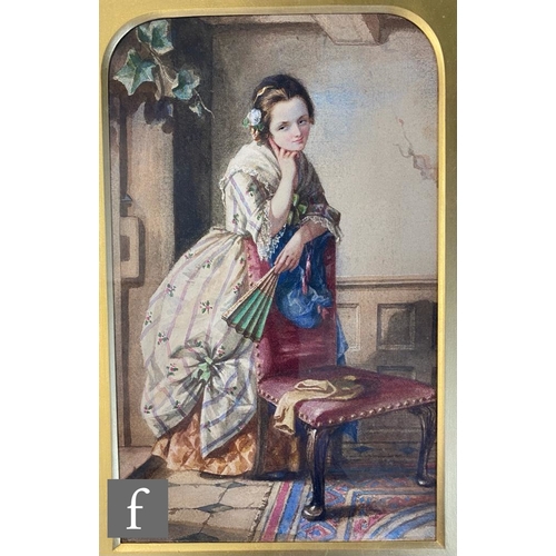 421 - FRANK STONE (1800-1859) - 'Meditation', watercolour, framed, 36cm x 23cm, frame size 67cm x 47cm.