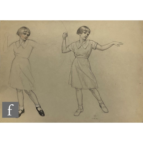 432 - JOSEPH EDWARD SOUTHALL (1861-1944) - Two studies of a young girl, preparatory sketch in graphite, pa... 