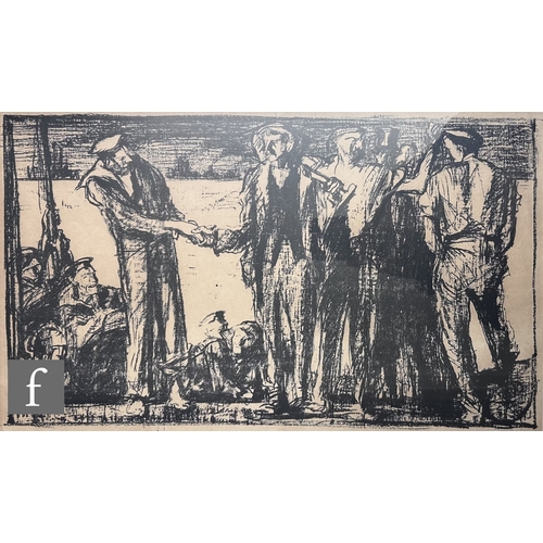 434 - AFTER SIR FRANK BRANGWYN (1867-1956) - A figural group of working men, photographic reproduction, fr... 