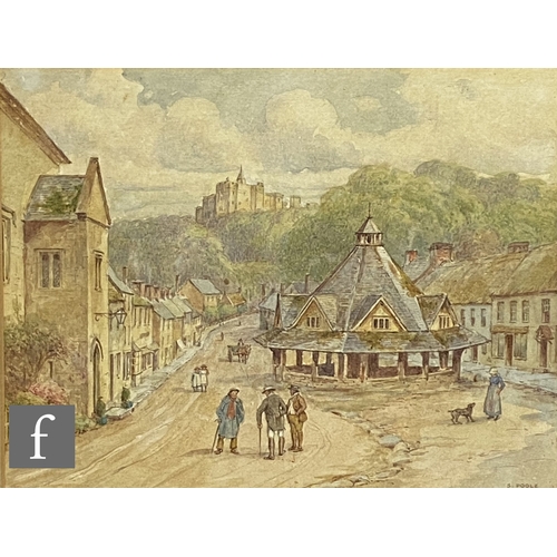 460 - SAMUEL POOLE (LATE 19TH CENTURY) - 'Dunster Castle and Yarn Market', watercolour, signed, framed, 21... 