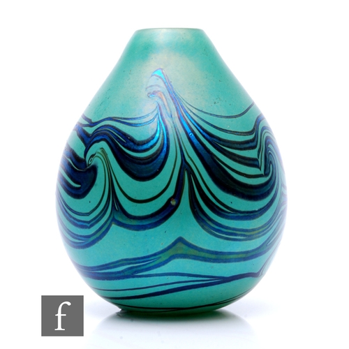 788 - A large later 20th Century studio glass vase by Siddy Langley for Langley Glass, the tapered ovoid f... 