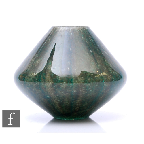 796 - A 20th Century studio glass vase in the manner of Nazeing, the shouldered ovoid body cased in clear ... 