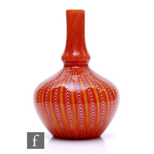 609 - A late 19th Century Stourbridge glass vase, possibly Stevens & Williams, the shouldered ovoid bo... 