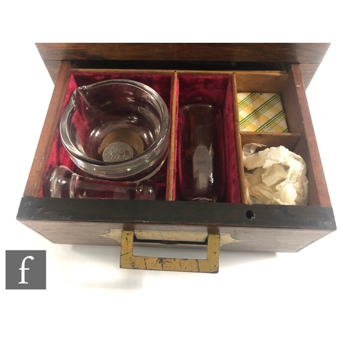 209 - A 19th Century square rosewood apothecary box, the hinged lid opening to reveal an arrangement of tw... 