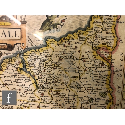 461 - JOHN SPEED - 'Cornwall', Sudbury/Humble, hand coloured engraving, published circa 1627, framed, 38cm... 