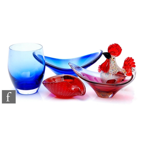 907 - A collection of post war Italian glass, to include two sommerso table centre bowls, one of footed ov... 