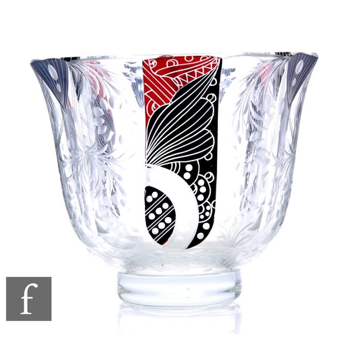 910 - A Bohemian Art Deco glass vase by Karel Palda, circa 1920, of footed flared form with faceted panels... 