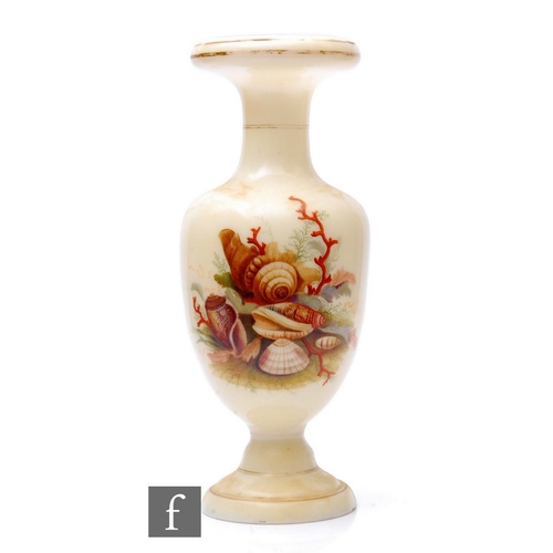 930 - A 19th Century WH B & J Richardsons opaline glass vase of baluster form, with vitrified enamel d... 