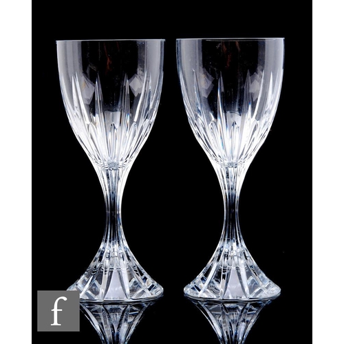 945 - A set of eight contemporary Christofle clear cut crystal wine glasses in the Cathedrale pattern with... 