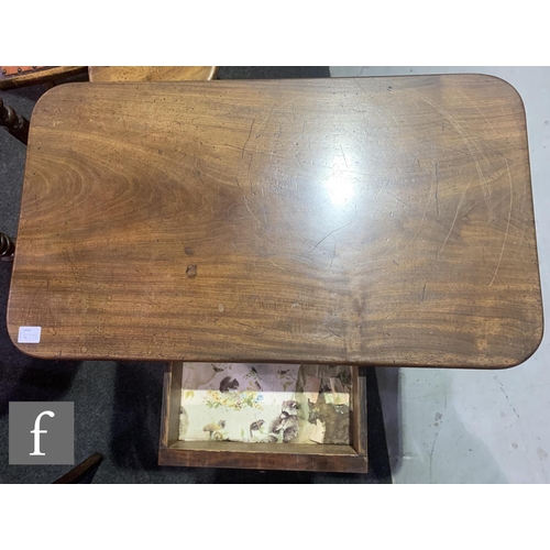 477 - A pair of 19th Century mahogany Gillows style side tables, each fitted with a small frieze drawer on... 