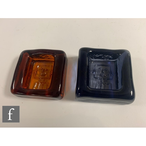 844 - A set of four Swedish Kosta Boda Modernist glass slab Robot bowls or paperweights designed by Erik H... 