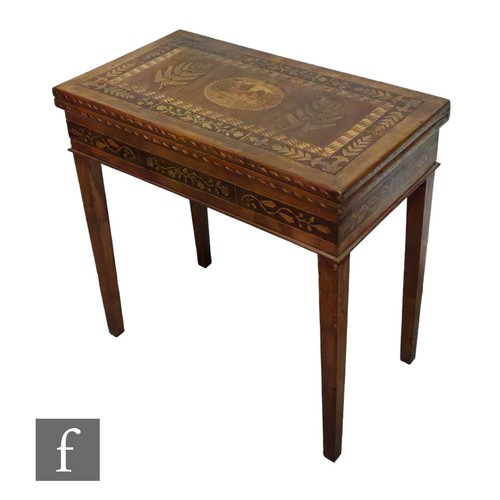 445 - A mid 19th Century Killarney fold over rectangular games table, probably by James Egan (1799-1842), ... 