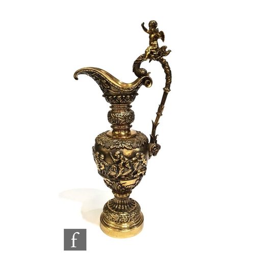 304 - A large 19th Century gilt ewer attributed to Villemsens of Paris for the Great Exhibition, in the cl... 