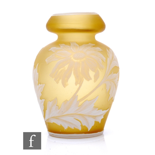 660 - A late 19th Century Stourbridge cameo glass vase, probably Stevens & Williams, of shouldered ovo... 