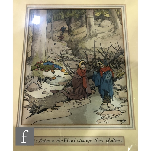 465 - AFTER JOHN HASSALL (1868-1948) - 'Babes in the Wood', hand coloured print, framed, 28cm x 23cm, fram... 