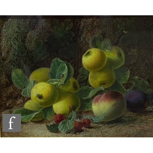 402 - OLIVER CLARE (1852-1927) - Crab apples and raspberries, oil on canvas, signed, framed, 21cm x 26cm, ... 