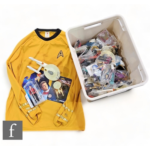 70 - A Captain Kirk Star Trek cosplay shirt, size XL, together with an assorted collection of Star Trek r... 