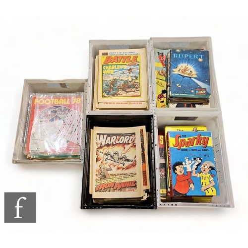 75 - A collection of assorted 1970s and 1980s comics, to include Warlord, Battle Action, Sparky, Beano et... 