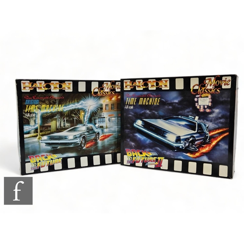 85 - Two Halycon Movie Classics 1:24 scale model kits, HAL07 Back to the Future Time Machine and HAL05 Ba... 