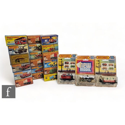 223 - A collection of Matchbox 75 series diecast models, to include 13 Snorkel Fire Engine, 15 Fork Lift T... 