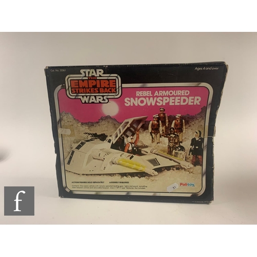 31 - Three vintage Star Wars vehicles, Palitoy Rebel Armoured Snowspeeder, Palitoy Speeder Bike and Kenne... 