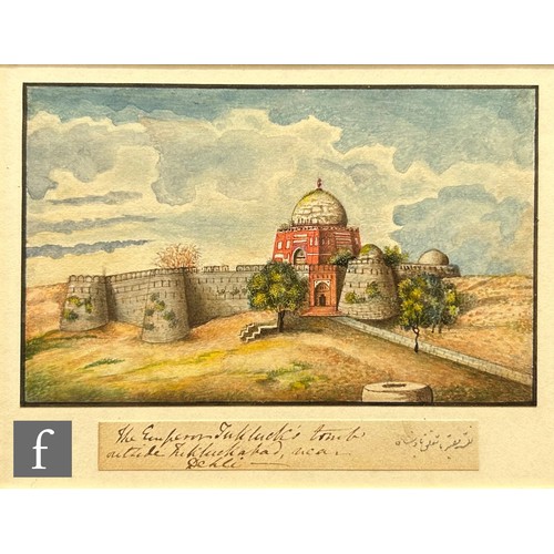 435 - INDIAN COMPANY SCHOOL (CIRCA 1840) - 'Hamoan's Tomb near Delhi', watercolour, 6cm x 10.5cm, frame si... 