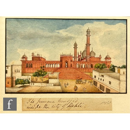 435 - INDIAN COMPANY SCHOOL (CIRCA 1840) - 'Hamoan's Tomb near Delhi', watercolour, 6cm x 10.5cm, frame si... 