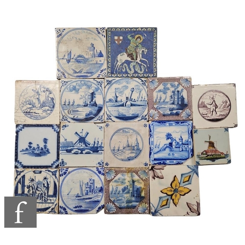 778 - A collection of 18th Century and later Dutch Delft tiles, all with various designs, sizes 4 inch and... 