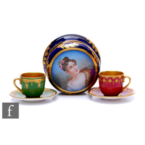 852 - A small collection of late 19th and early 20th Century porcelain items, to include a Sevres style li... 