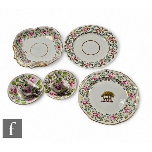 857 - A collection of Derby porcelain, to include a crested plate, diameter 24cm, a shell shaped dish, dia... 