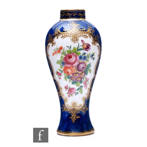 861 - A Royal Staffordshire powder blue meiping style vase, decorated with floral panels highlighted with ... 