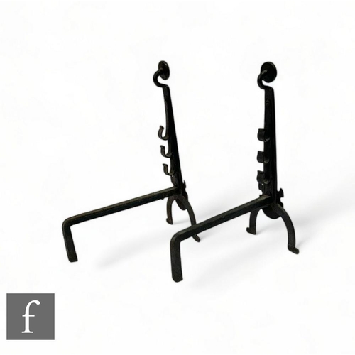 496 - A large pair of iron andirons, no grate, height 67cm.