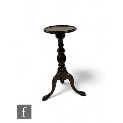 529 - A Victorian mahogany tripod torchere, with dished top over a turned pedestal, on splayed legs, heigh... 