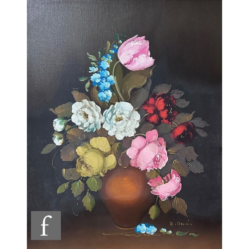 394 - R. ROSINI (ITALIAN SCHOOL, LATE 20TH CENTURY) - Summer flowers in a vase, oil on canvas, signed, fra... 