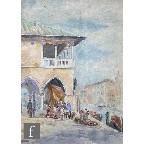 397 - CHARLES HANDLEY-READ (1916-1971) - Moored gondolas, Venice, watercolour, signed, framed, 29cm x 45cm... 