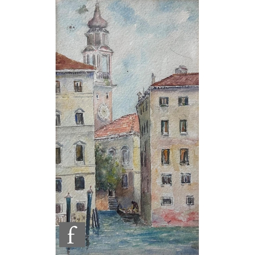 397 - CHARLES HANDLEY-READ (1916-1971) - Moored gondolas, Venice, watercolour, signed, framed, 29cm x 45cm... 