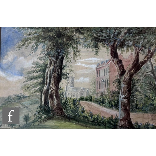 398 - FOLLOWER OF WILLIAM ANDREWS NESFIELD (1793-1881) - Wooded landscape with village church, watercolour... 