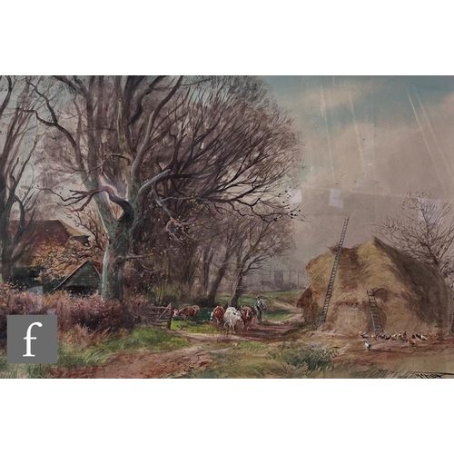 421 - HENRY CHARLES FOX, RBA (1855-1929) - 'A Sussex Farm', gouache and wash, signed and dated 1917, frame... 