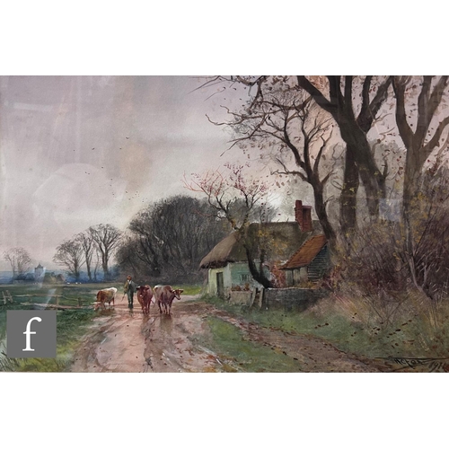 421 - HENRY CHARLES FOX, RBA (1855-1929) - 'A Sussex Farm', gouache and wash, signed and dated 1917, frame... 