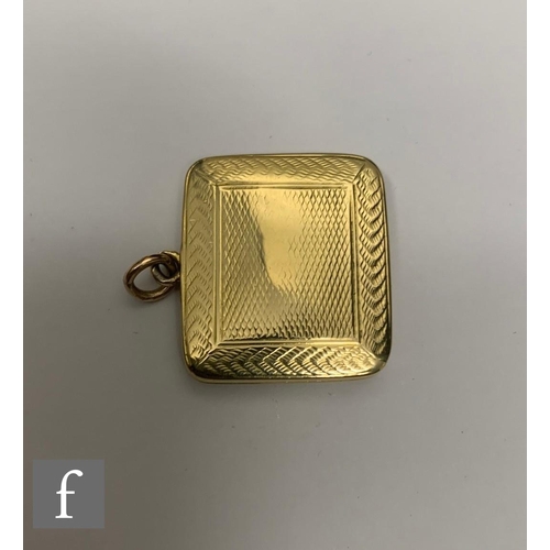 45 - A 19th Century 15ct engine turned rectangular gold memorial locket engraved 'George Charles Lord Ver... 